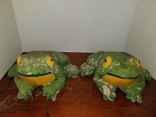 Pair Of Cement Frogs